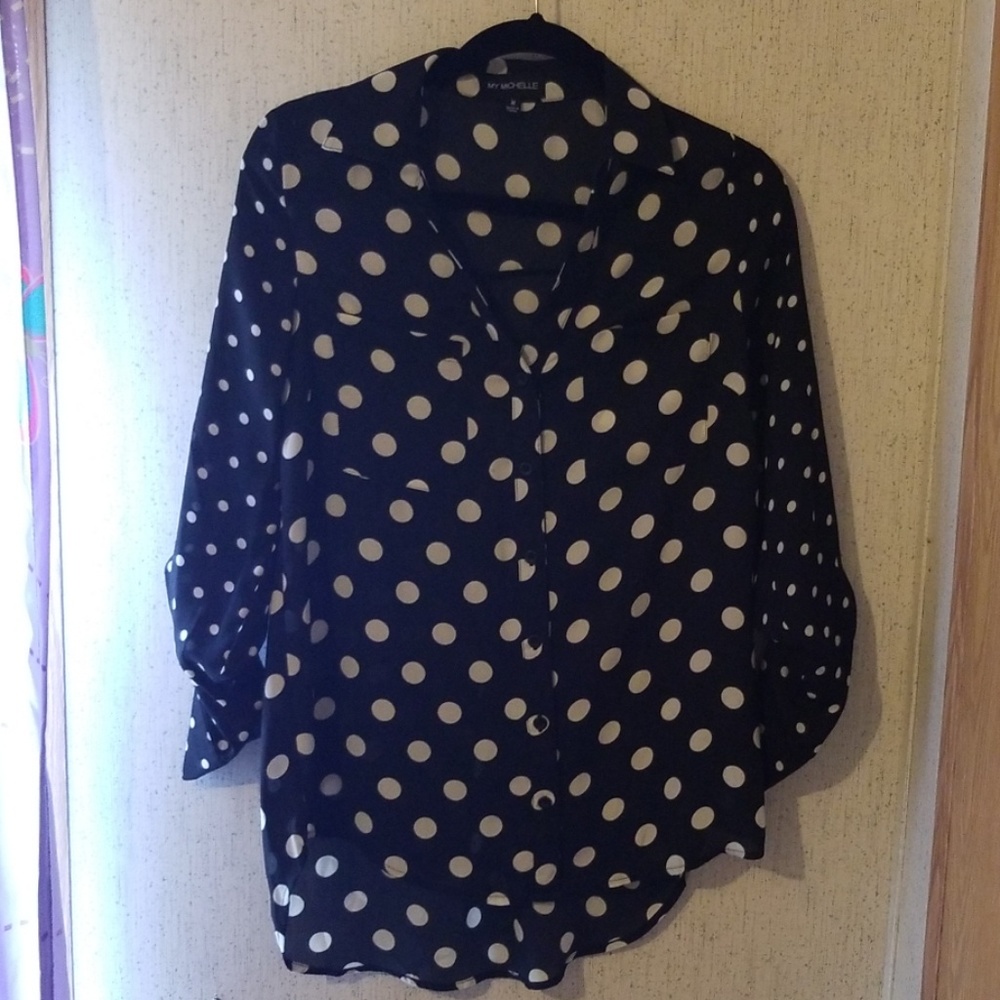 Black and white polka dot My Michelle Blouse